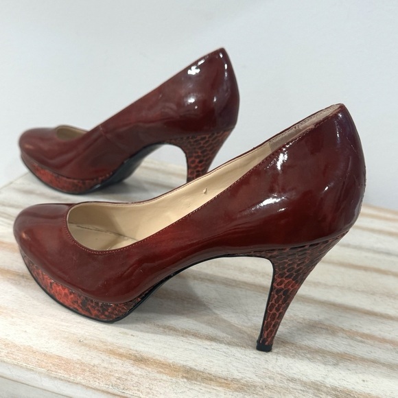 Enzo Angiolini High Heels Women’s Sz 6 Merlot Snake Skin Vegan Patent Leather - Picture 4 of 15